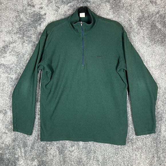 Vintage Patagonia Sweater Mens Large Green Capilene Fleece Quarter Zip Pullover - Picture 1 of 8